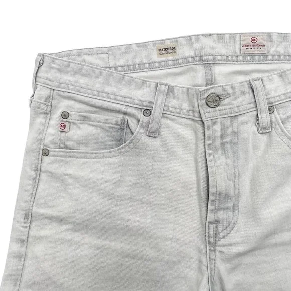 AG Adriano Goldschmied Matchbox Slim Straight Jeans - White Washed | 32 - Picture 6 of 11